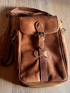 Classic Leather Buckle Satchel in Brown